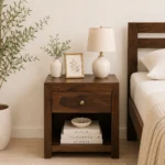 Havikro Solid Wood Bedside Table for Bedroom