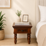 Dlverra Minimal Wooden Side Table for Bedroom