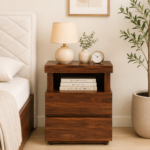 Gelnora Solid Sheesham Wood Bedside Table with Drawer