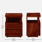Gelnora Solid Sheesham Wood Bedside Table with Drawer - Image 3