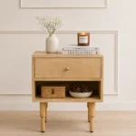 Crvensa Handcrafted Wooden Nightstand with Elegant Storage