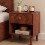 Suntravo Solid Sheesham Wood Nightstand with Open Storage