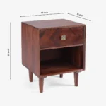 Suntravo Solid Sheesham Wood Nightstand with Open Storage - Image 4