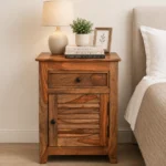 Sivaroa Luxury Solid Wood Bedside Cabinet in Teak Finish