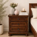 Ulmorin Contemporary Wooden Bedside Table with Open Shelf