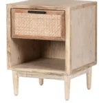 Kunvoria Handcrafted Solid Wood Nightstand in Teak Finish - Image 2