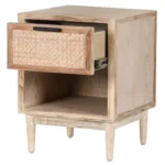Kunvoria Handcrafted Solid Wood Nightstand in Teak Finish - Image 4