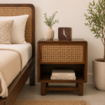 Oarvanta Solid Wood Bedside Table with Open Shelf Design