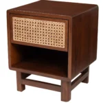 Oarvanta Solid Wood Bedside Table with Open Shelf Design - Image 3
