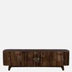 Elmswood Mango Wood TV Console in Stain Resistant Dark Mahogany Finish - Image 2