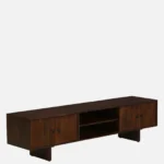 Hloverton Solid Teak Wood Entertainment Unit in Moisture Resistant Rustic Oak Finish - Image 2