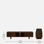 Hloverton Solid Teak Wood Entertainment Unit in Moisture Resistant Rustic Oak Finish - Image 7