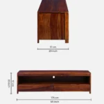 Ashford Sheesham Wood Media Console in Scratch Resistant Honey Oak Finish - Image 3