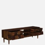 Elmswood Mango Wood TV Console in Stain Resistant Dark Mahogany Finish - Image 4