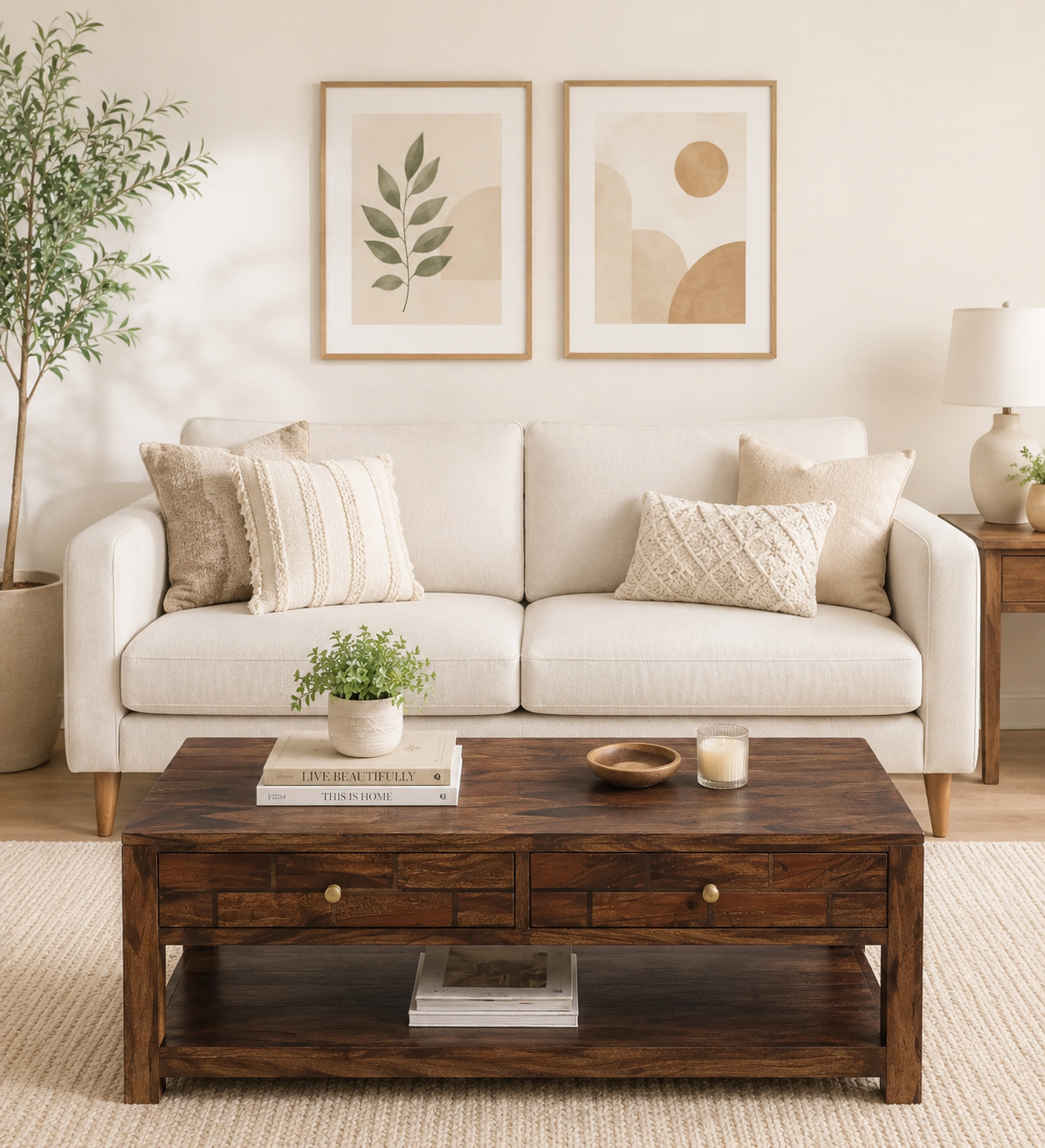 Mango-Wood-Rustic-Farmhouse-Coffee-Table-in-Dark-Walnut-classic-wood-1-1.png Mango Wood Rustic Farmhouse Coffee Table in Dark Walnut - Image 1