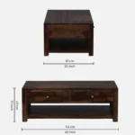 Mango Wood Rustic Farmhouse Coffee Table in Dark Walnut - Image 3