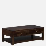 Mango Wood Rustic Farmhouse Coffee Table in Dark Walnut - Image 5