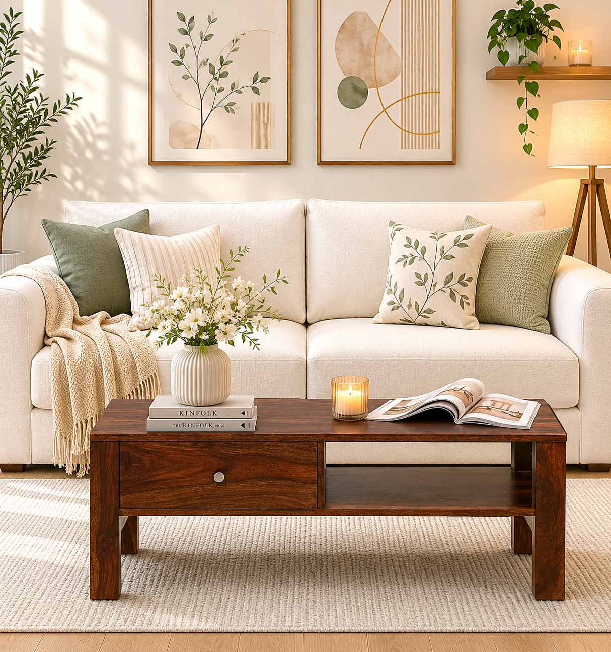 classic-wood-1-4.png Sheesham Wood Low Height Coffee Table in Natural Brown - Image 1