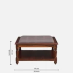 Birchwood Round Coffee Table with Wicker Shelf in White - Image 4