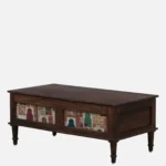 Neem Wood Handcrafted Coffee Table in Distressed Grey Finish - Image 2