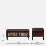 Neem Wood Handcrafted Coffee Table in Distressed Grey Finish - Image 4