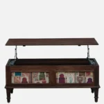 Neem Wood Handcrafted Coffee Table in Distressed Grey Finish - Image 5