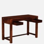 clone Sheesham Wood Writing Table in Scratch Resistant Honey Oak Finish - Image 4