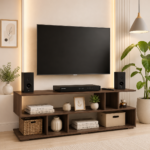 Aravali Premium Sheesham Wood Media Console In Earthy Brown Finish