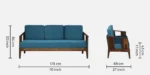 Nede Sheesham Wood 3 Seater Sofa In Blue Colour - Image 3