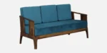 Nede Sheesham Wood 3 Seater Sofa In Blue Colour - Image 4