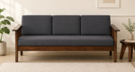 Halk Sheesham Wood 3 Seater Sofa In Grey Colour