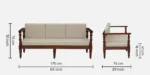 Clone Sheesham Wood 3 Seater Sofa In Beige Colour - Image 3