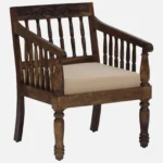 Oslo Premium Sheesham Wood Single Seater Sofa Chair in Honey Oak Finish - Image 3