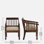 Oslo Premium Sheesham Wood Single Seater Sofa Chair in Honey Oak Finish - Image 6