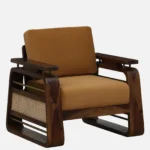 Monk Solid Sheesham Wood Luxury Single Seater Sofa in Walnut Finish - Image 2