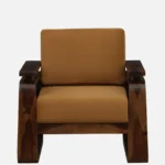 Monk Solid Sheesham Wood Luxury Single Seater Sofa in Walnut Finish - Image 4