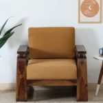 Monk Solid Sheesham Wood Luxury Single Seater Sofa in Walnut Finish - Image 8