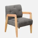 Verona Modern Upholstered Sheesham Wood Accent Chair for Living Room - Image 2