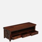 Driftara Solid Wood TV Unit with Open Shelves in Warm Walnut Finish - Image 2
