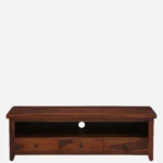 Driftara Solid Wood TV Unit with Open Shelves in Warm Walnut Finish - Image 5