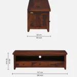 Driftara Solid Wood TV Unit with Open Shelves in Warm Walnut Finish - Image 7