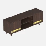 Grainford Solid Wood TV Stand with Cane Door Panels in Honey Oak - Image 6