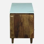 Woodmira Mango Wood TV Unit with 2 Cabinets and Open Display Shelf - Image 5