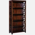 Driftola Mango Wood Book Rack with Rustic Distressed Finish and Iron Brackets - Image 8