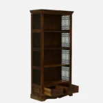Mudrika Sheesham Wood Bookshelf with Hand Carved Panel Sides in Raw Brown - Image 5