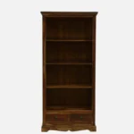 Mudrika Sheesham Wood Bookshelf with Hand Carved Panel Sides in Raw Brown - Image 7
