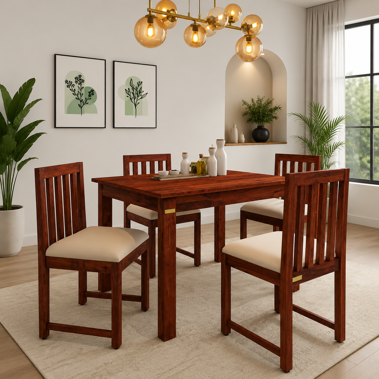 Forvyn-Solid-Wood-4-Seater-Dining-Set-in-Rich-Organic-Texture-classic-wood-5.webp Forvyn Solid Wood 4 Seater Dining Set in Rich Organic Texture - Image 1