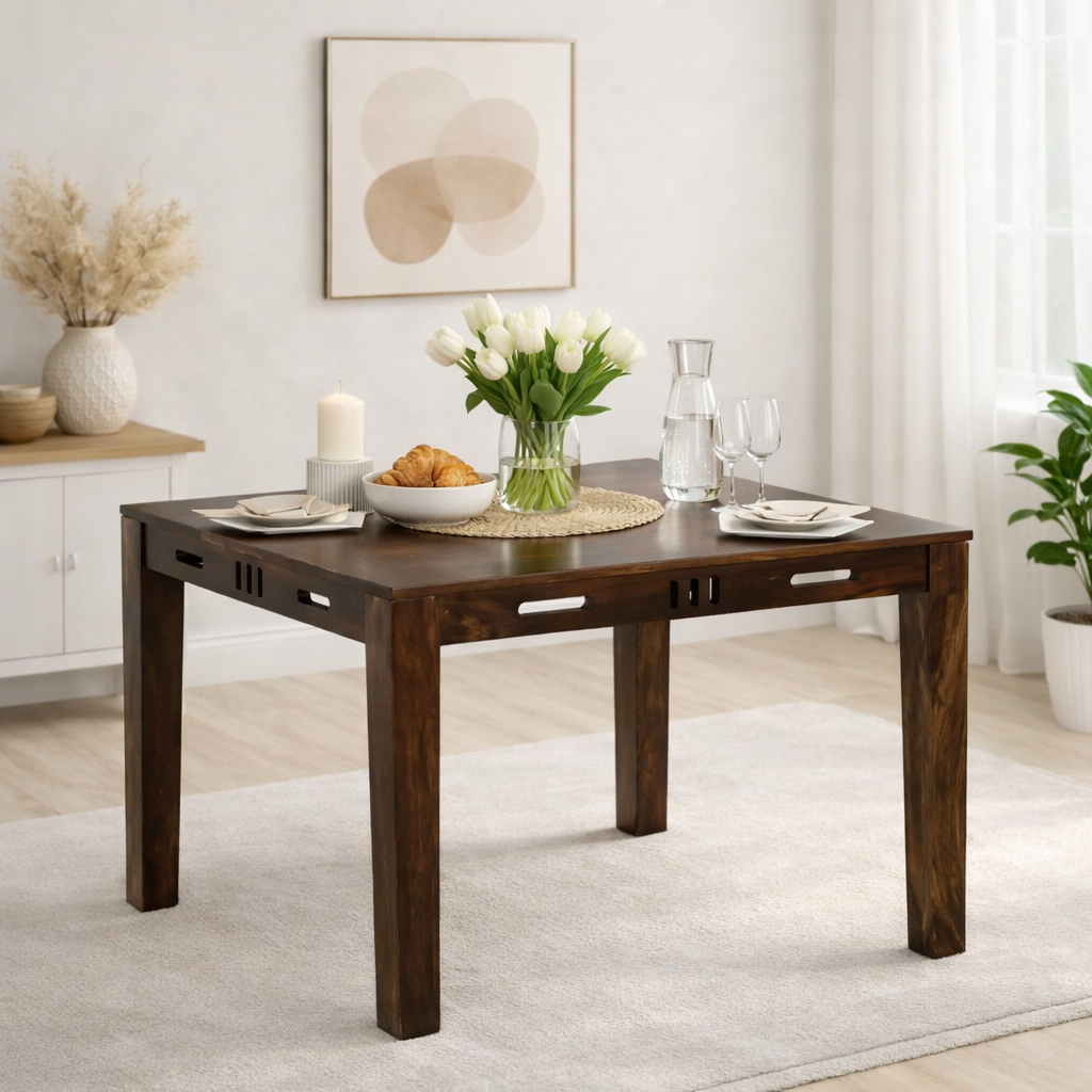 Kilgiri-Premium-Teak-Wood-4-Seater-Rectangular-Dining-Table-in-Walnut-Finish-classic-wood-1.webp Kilgiri Premium Teak Wood 4 Seater Rectangular Dining Table in Walnut Finish - Image 1