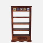 Smriti Solid Sheesham Wood Bookcase with Adjustable Shelves in Warm Brown Finish - Image 6