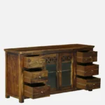Myra Solid Wood Storage Cabinet With Shelves In Honey Oak Finish - Image 4